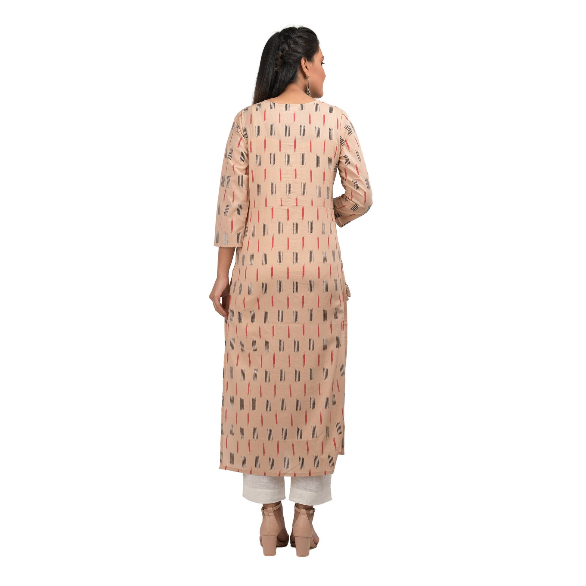 Kaajh Women's Beige Printed Casual kurta