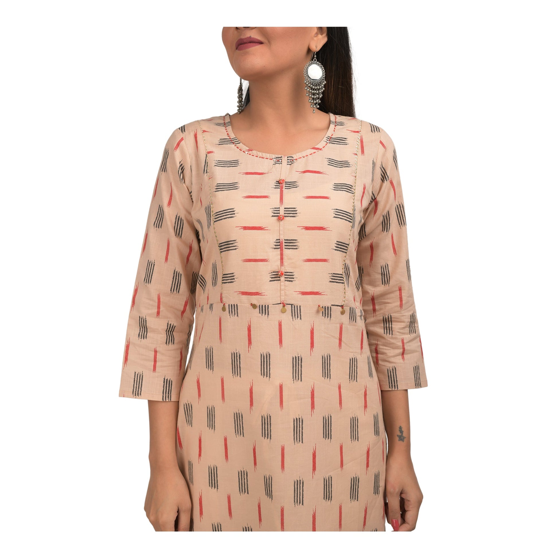 Kaajh Women's Beige Printed Casual kurta