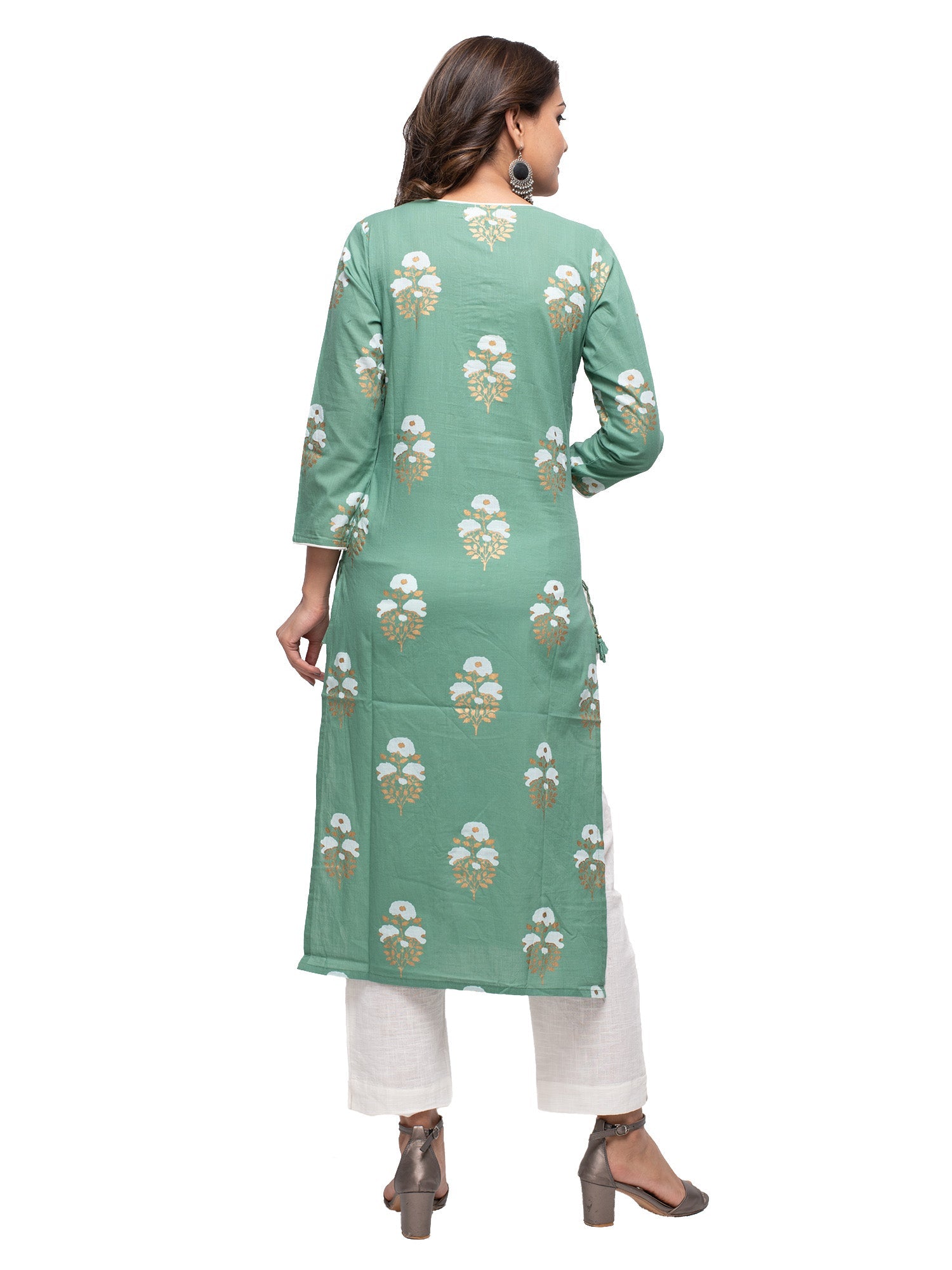 Kaajh Green Floral Print kurta For Women