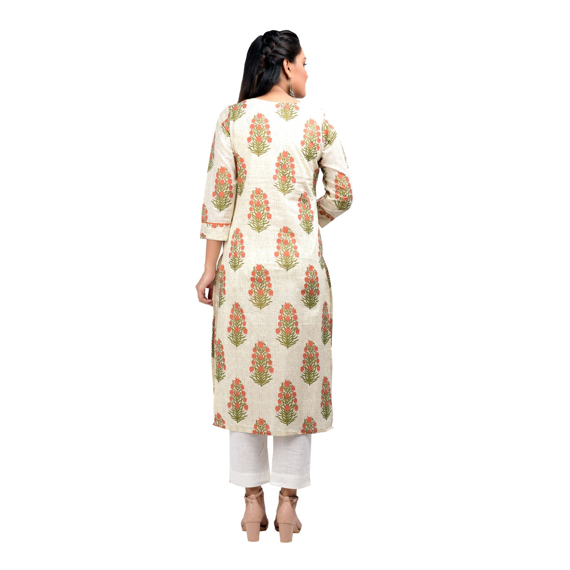 Kaajh Women's Off White Booti Print kurta