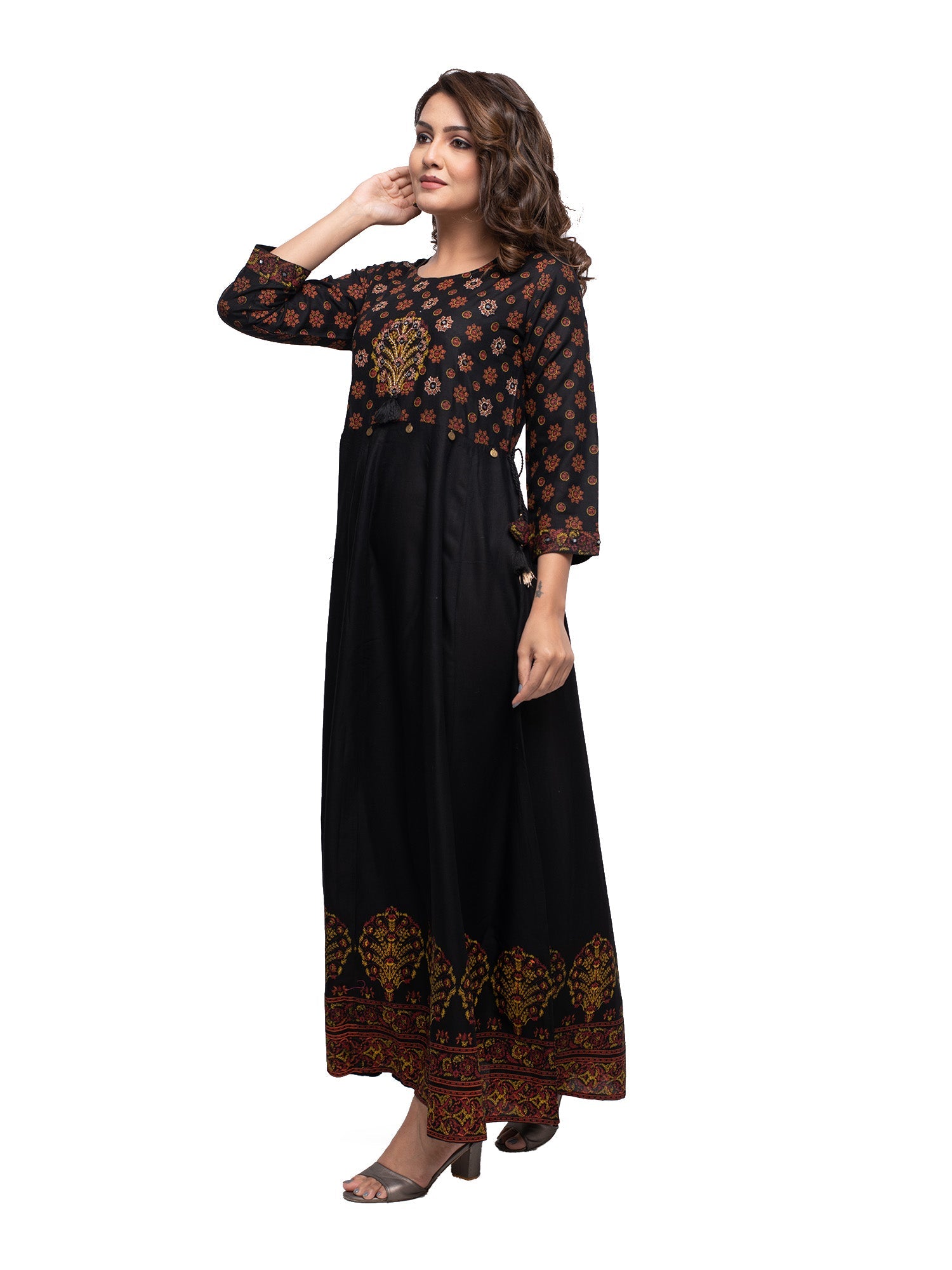 Kaajh Women's Black Mirror Embellishment Ethnic Kurta