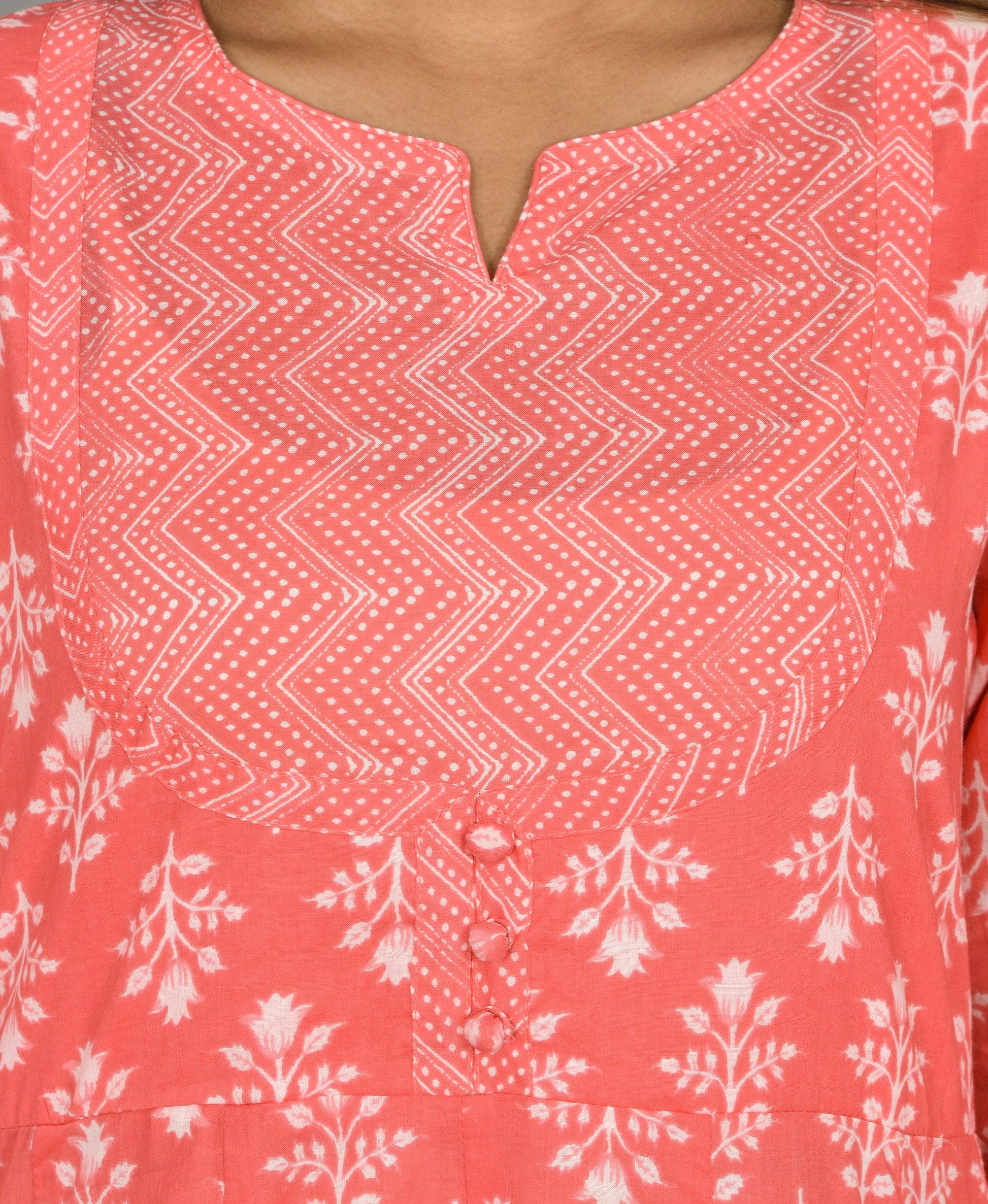 Kaajh Pink Suit Set In Floral Print For Women