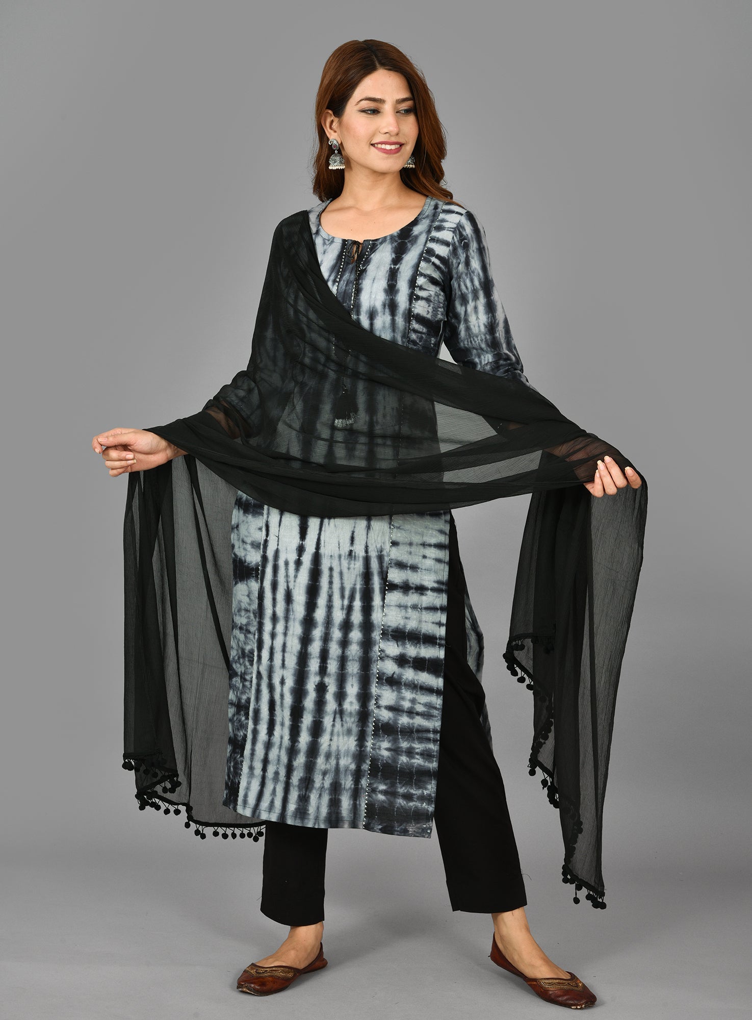 Kaajh Women's Black Tie Dye Cotton Suit Set