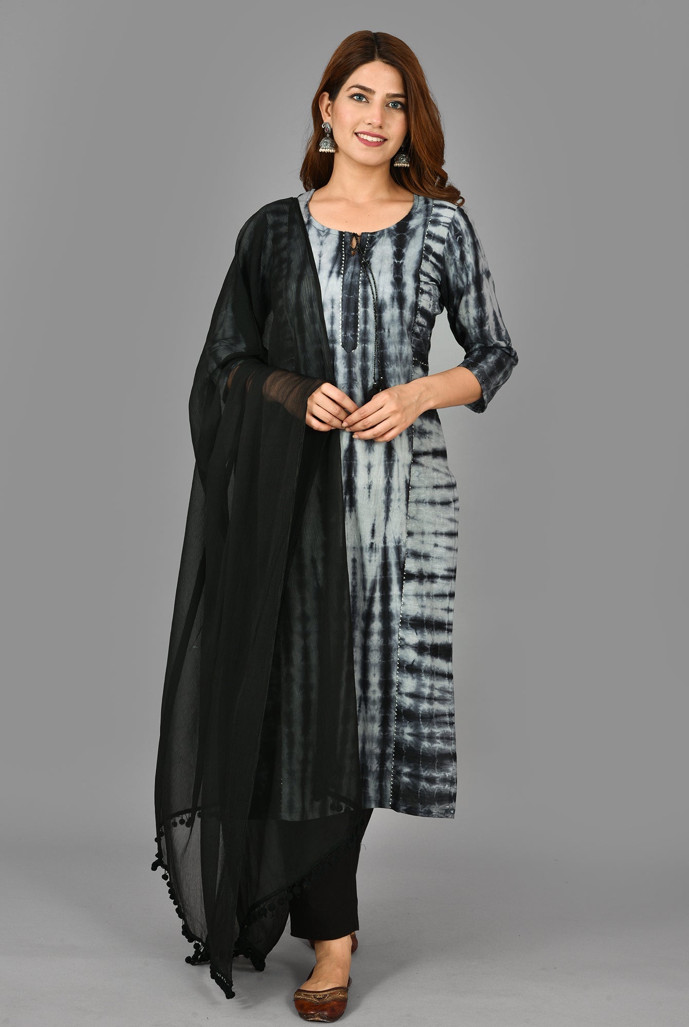 Kaajh Women's Black Tie Dye Cotton Suit Set