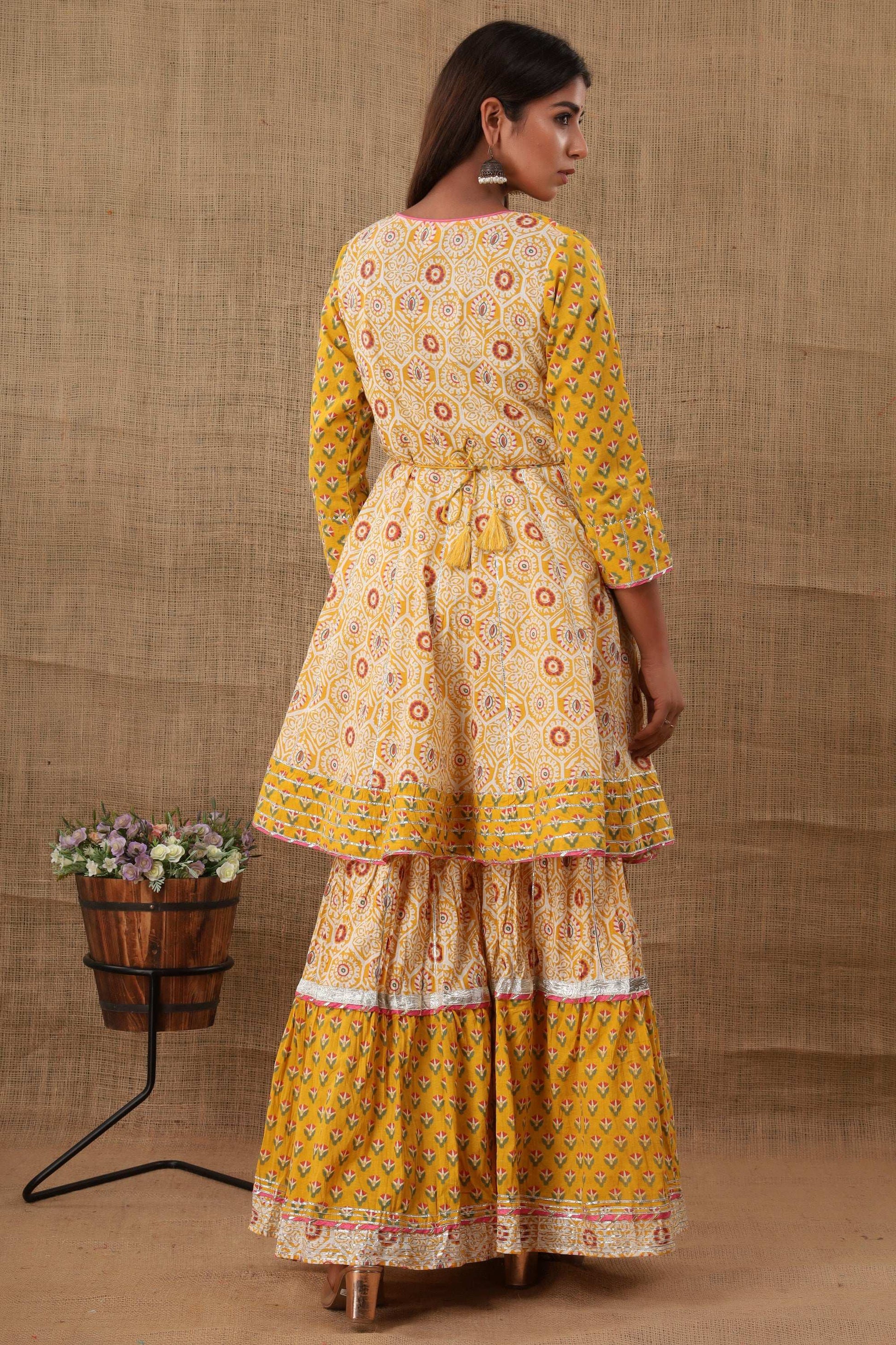 Kaajh Women's Yellow Embellishment Printed Suit Set