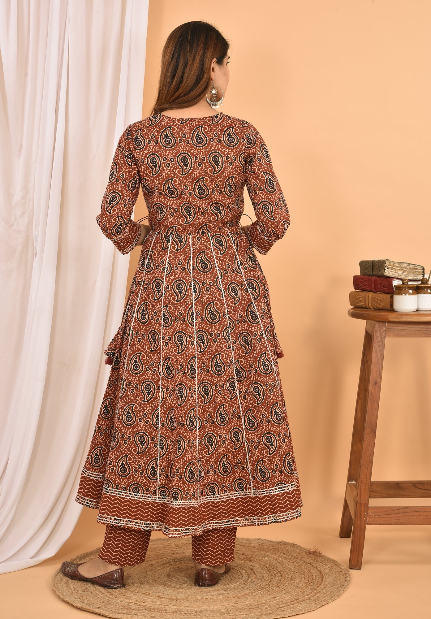 Kaajh Women's Brown Embellished Anarkali Suit Set