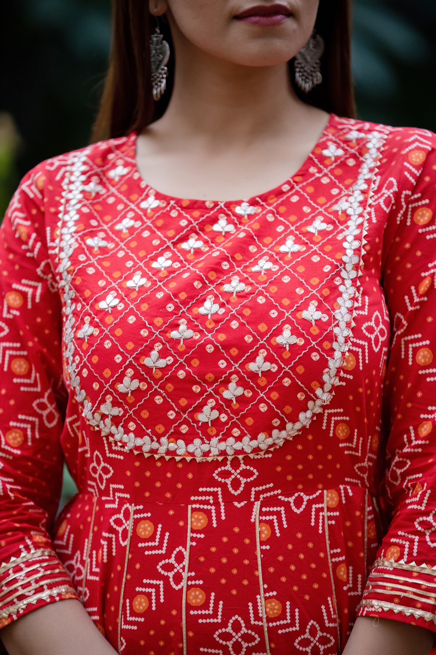 Kaajh Women's Red Embroidery Anarkali Suit Set