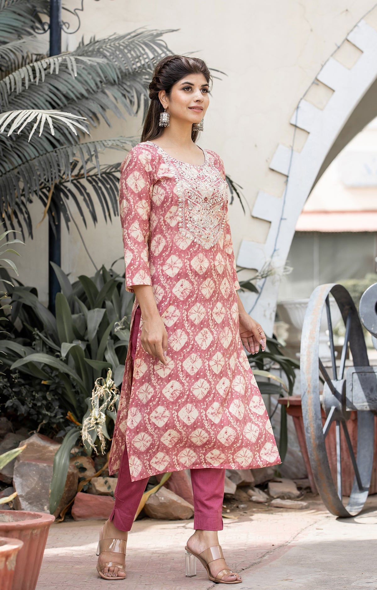 Kaajh Women's Pink Modal Silk Embroidered Suit Set