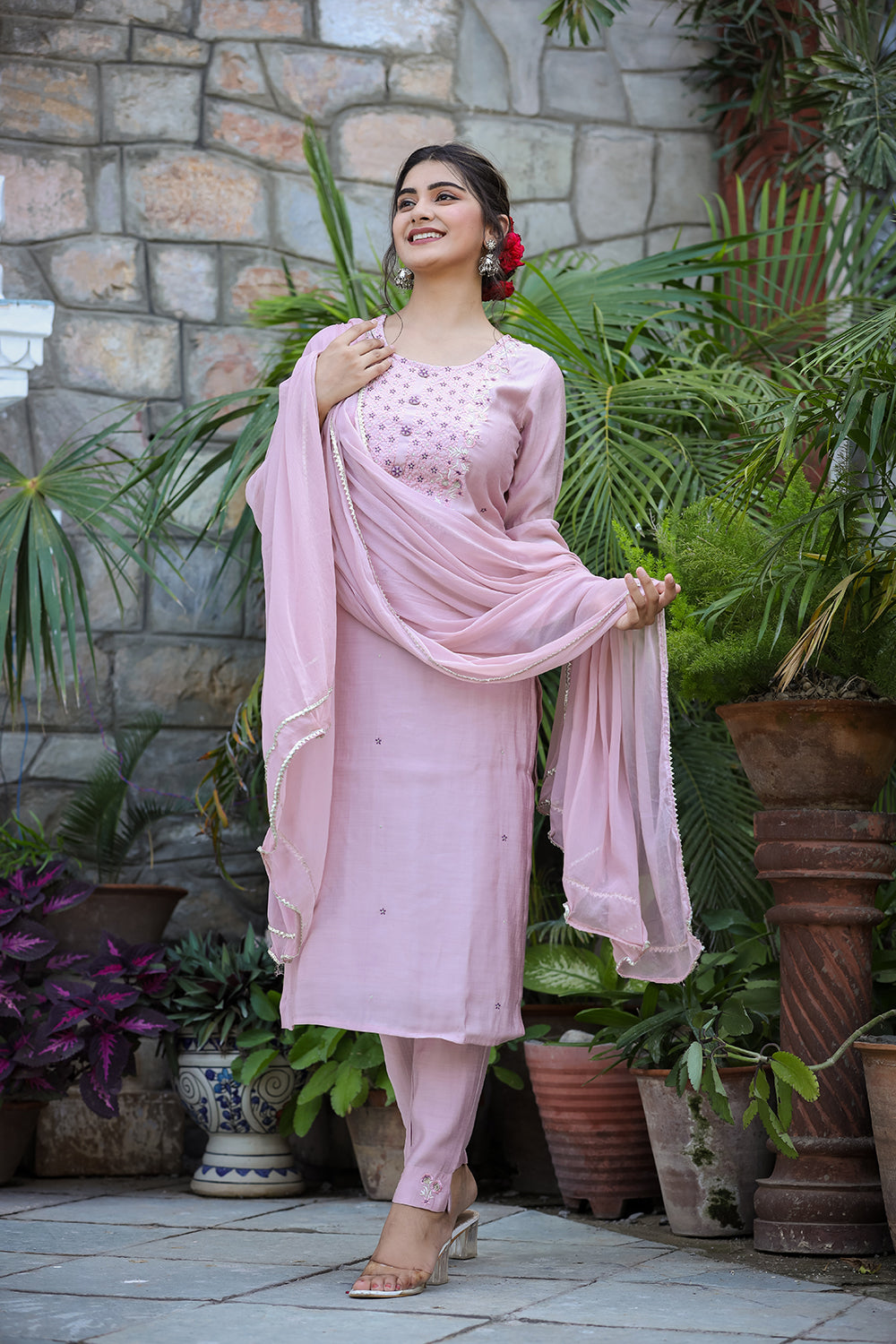Kaajh Women's Purple Modal Silk Suit Set