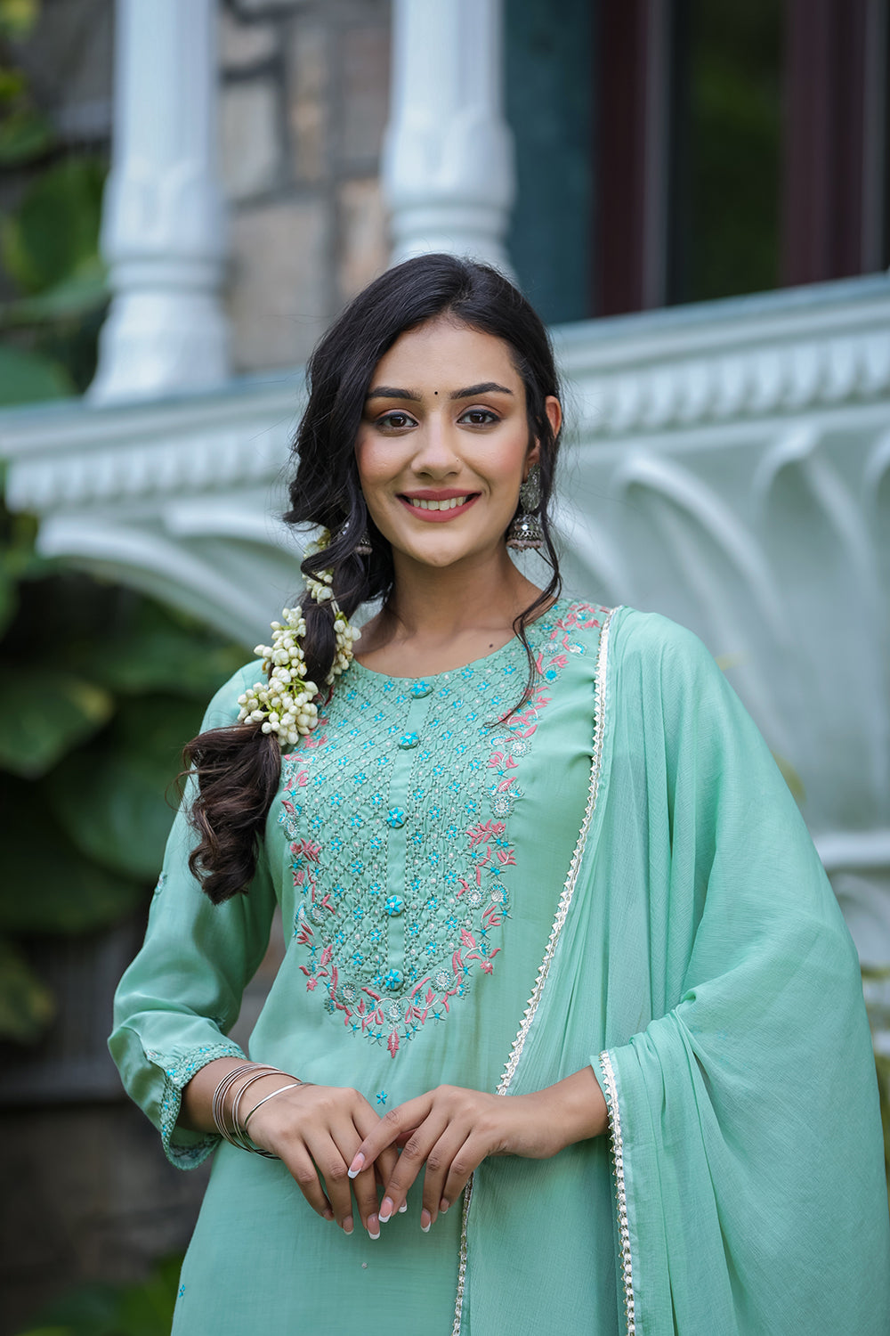 Kaajh Women's Green Modal Silk Suit Set