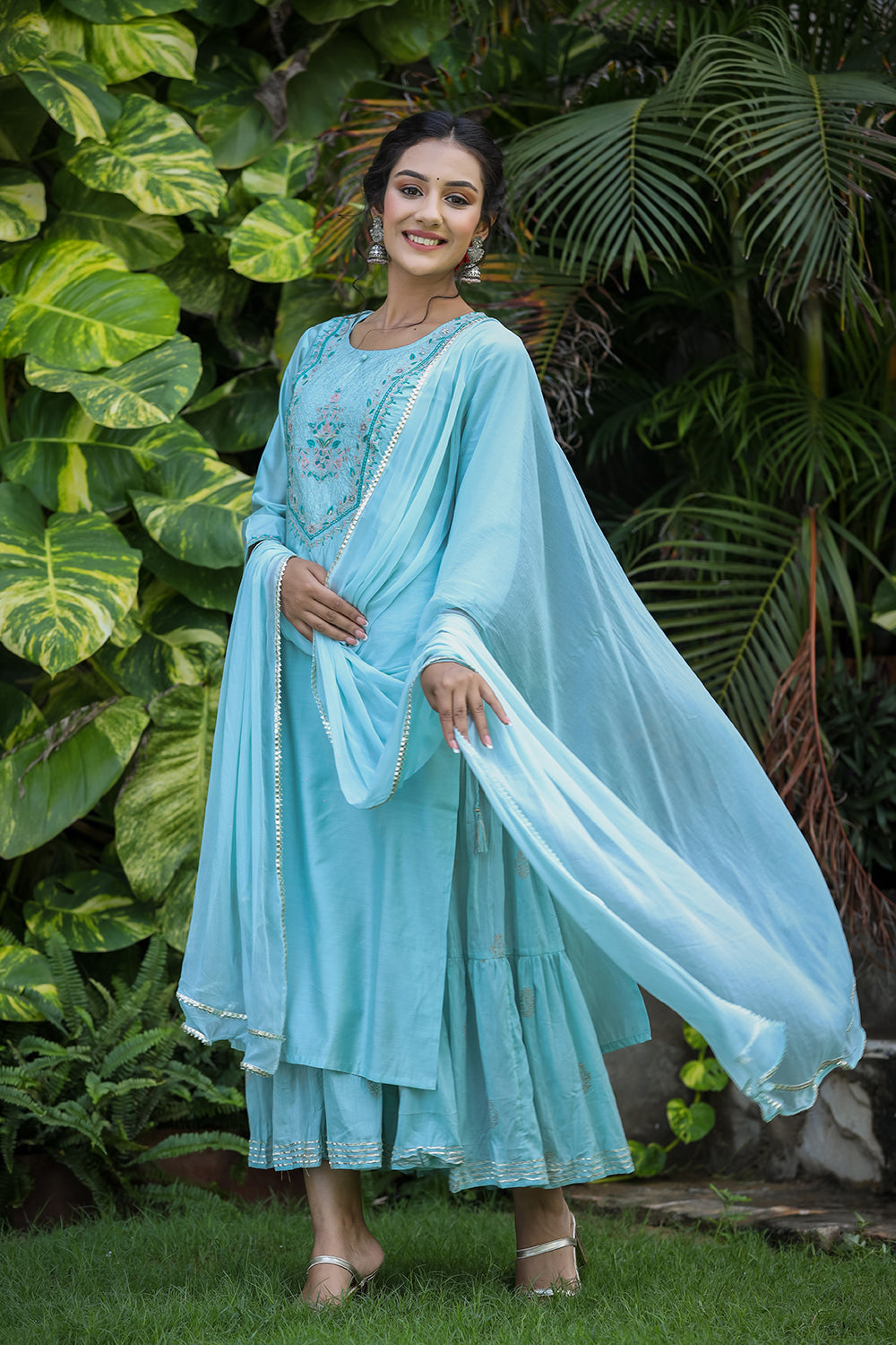 Kaajh Women's Sea Green Modal Silk Suit Set