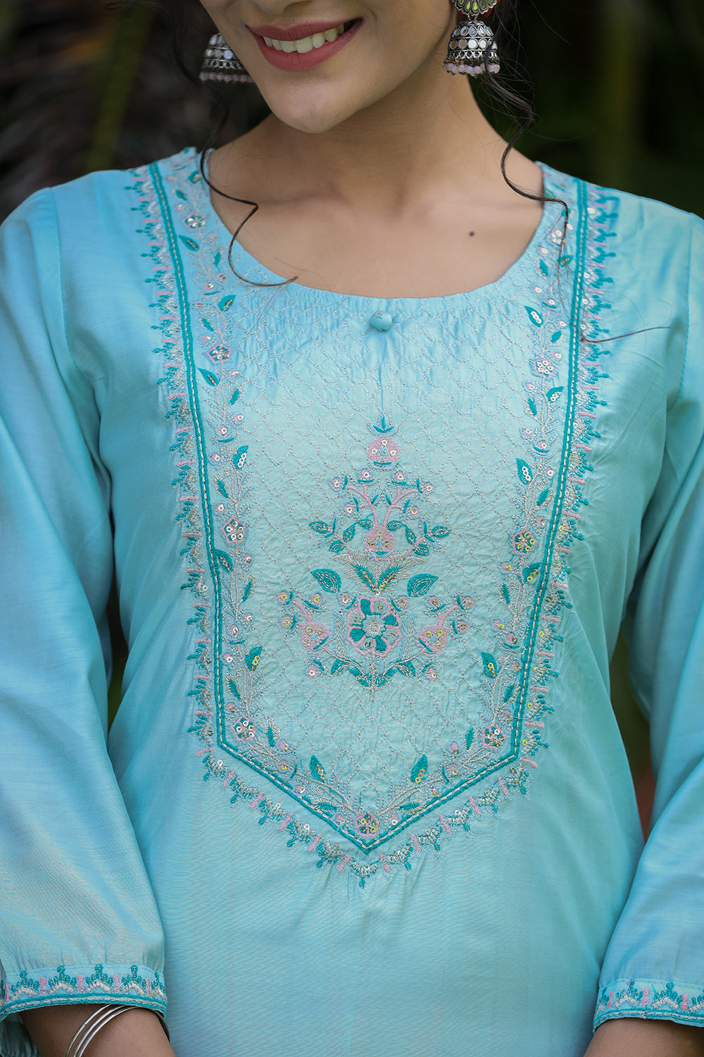 Kaajh Women's Sea Green Modal Silk Suit Set