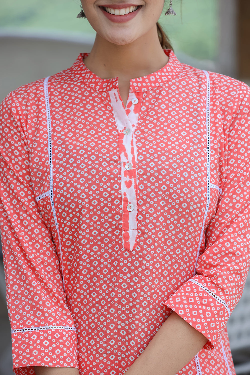 Kaajh Women's Pink Printed Cotton suit set