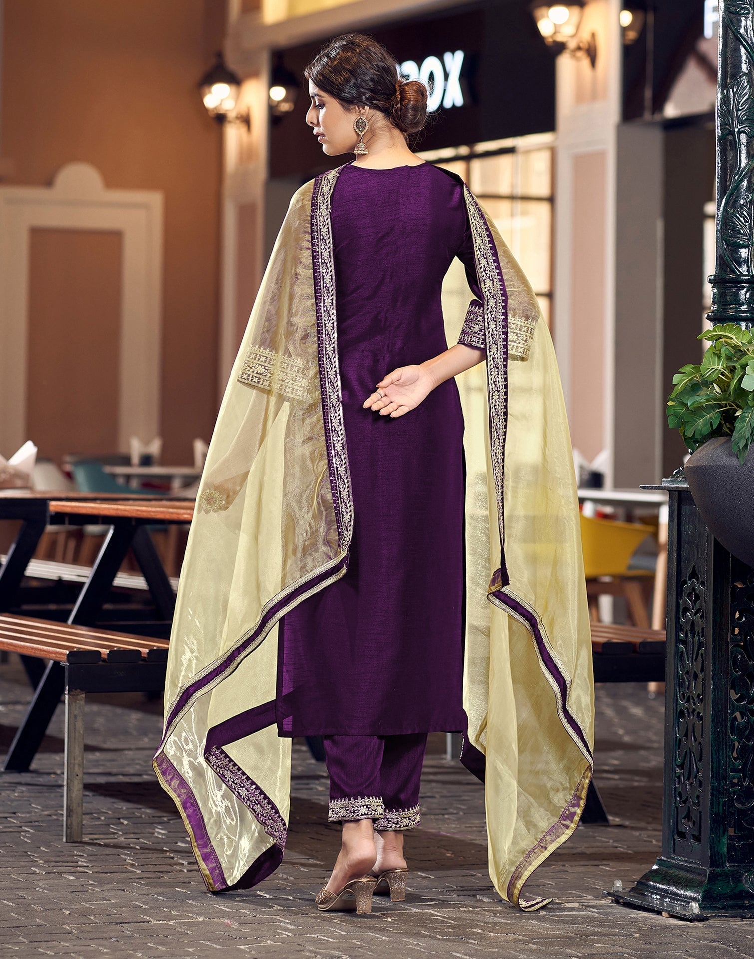 Yash Enterprise Purple Rayon Embroidery Party Wear Suit Set  Grab2Buy Yash Enterprise Grab2Buy