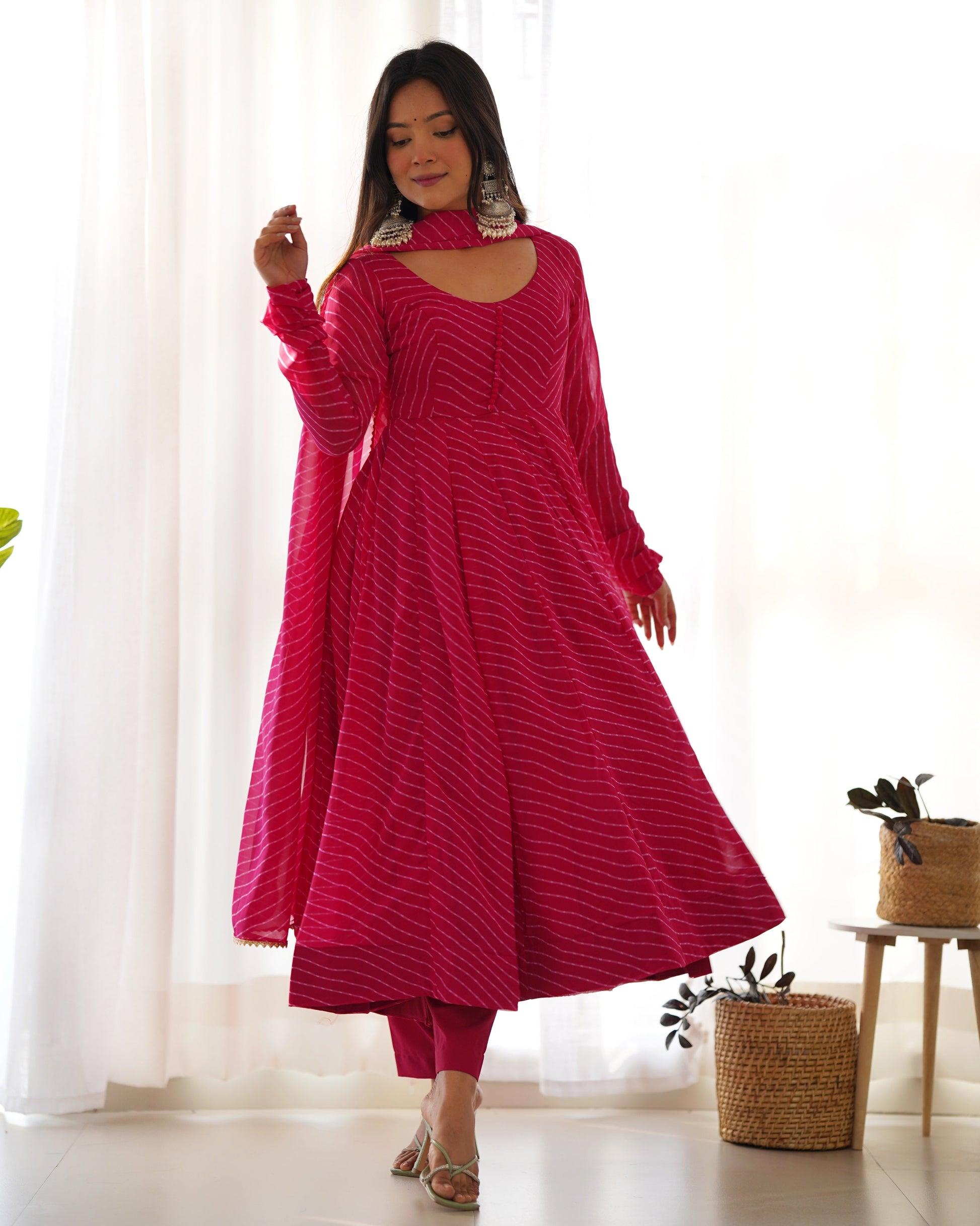 Lehenga Mart Wedding Wear Anarkali Suit With Dupatta - pink