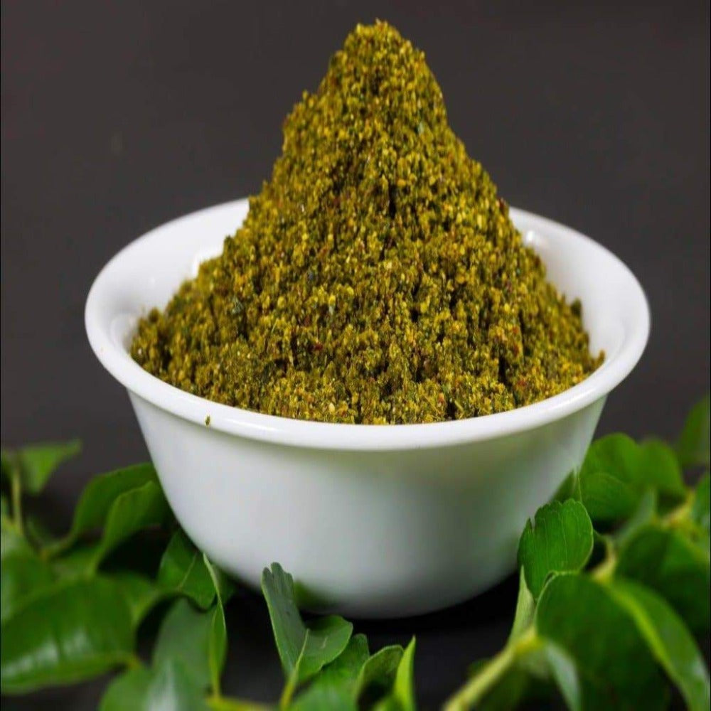 Curry Leaves spicy powder/ Karivepaku kaaram (With Garlic) 