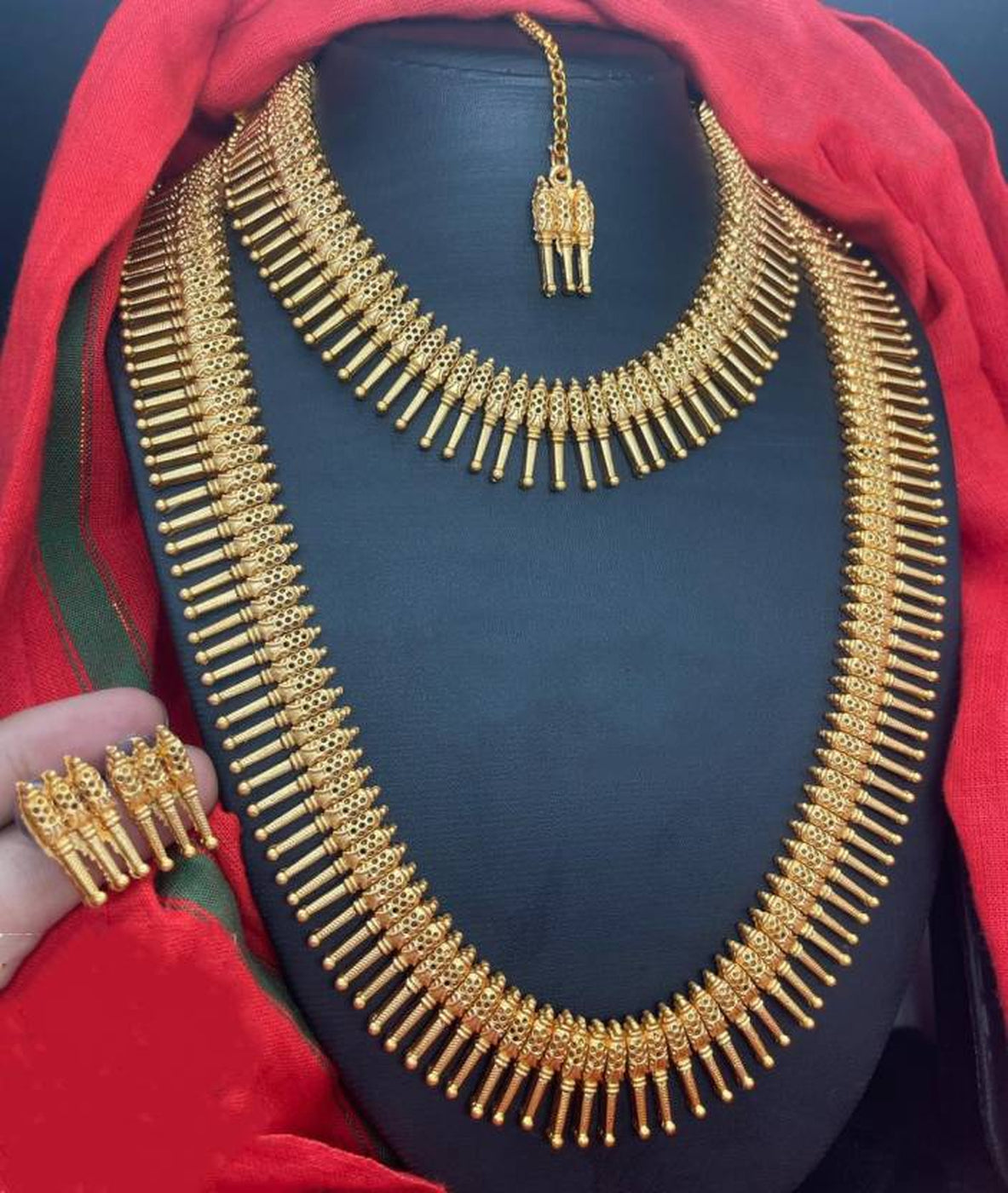 Jewel City Exquisite Gold Spike Necklace Set - Traditional Kerala Style Jewelry Collection | Grab2Buy