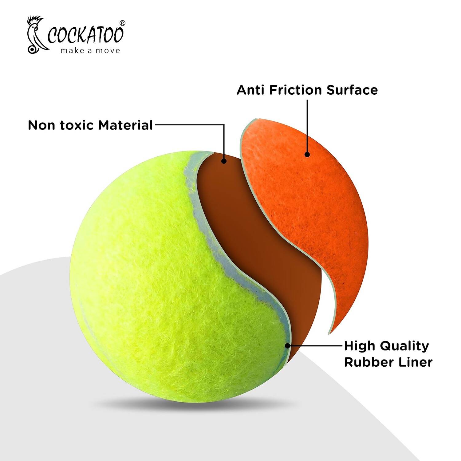 Cockatoo Rubber Cricket Tennis Ball (Pack of 2) 