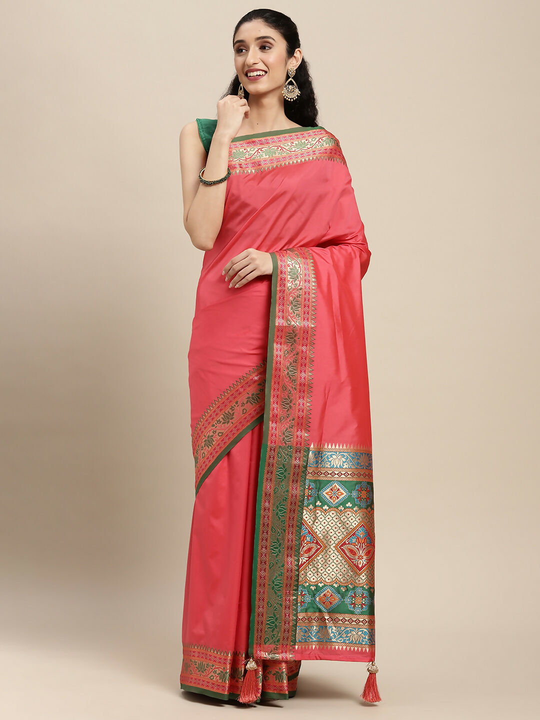 Shree Shyam Fashion Silk Blend Gajari Saree