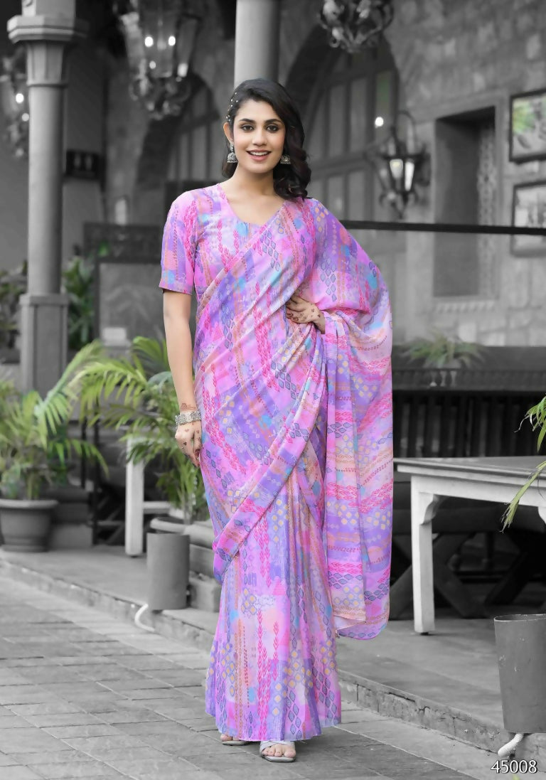 stylish Casual Pink Imported georgette Ready to Wear Fancy Saree - Ashwini