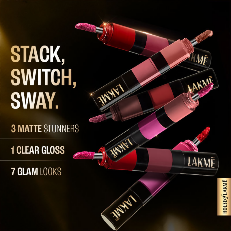 Lakme Ultimate Glam 4 In 1 Lip Stack - Pink Vibe Only