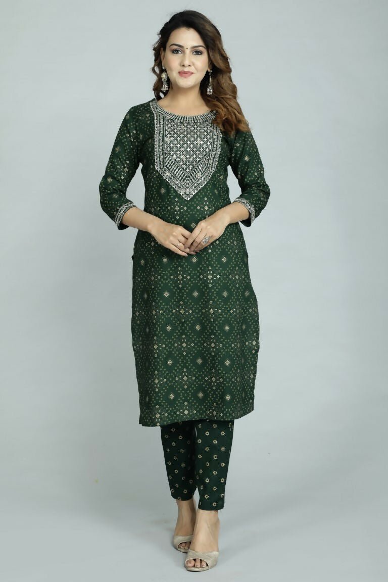 Alvano Women's Attractive And Stylish Rayon A Line Kurta With Pant And Dupatta