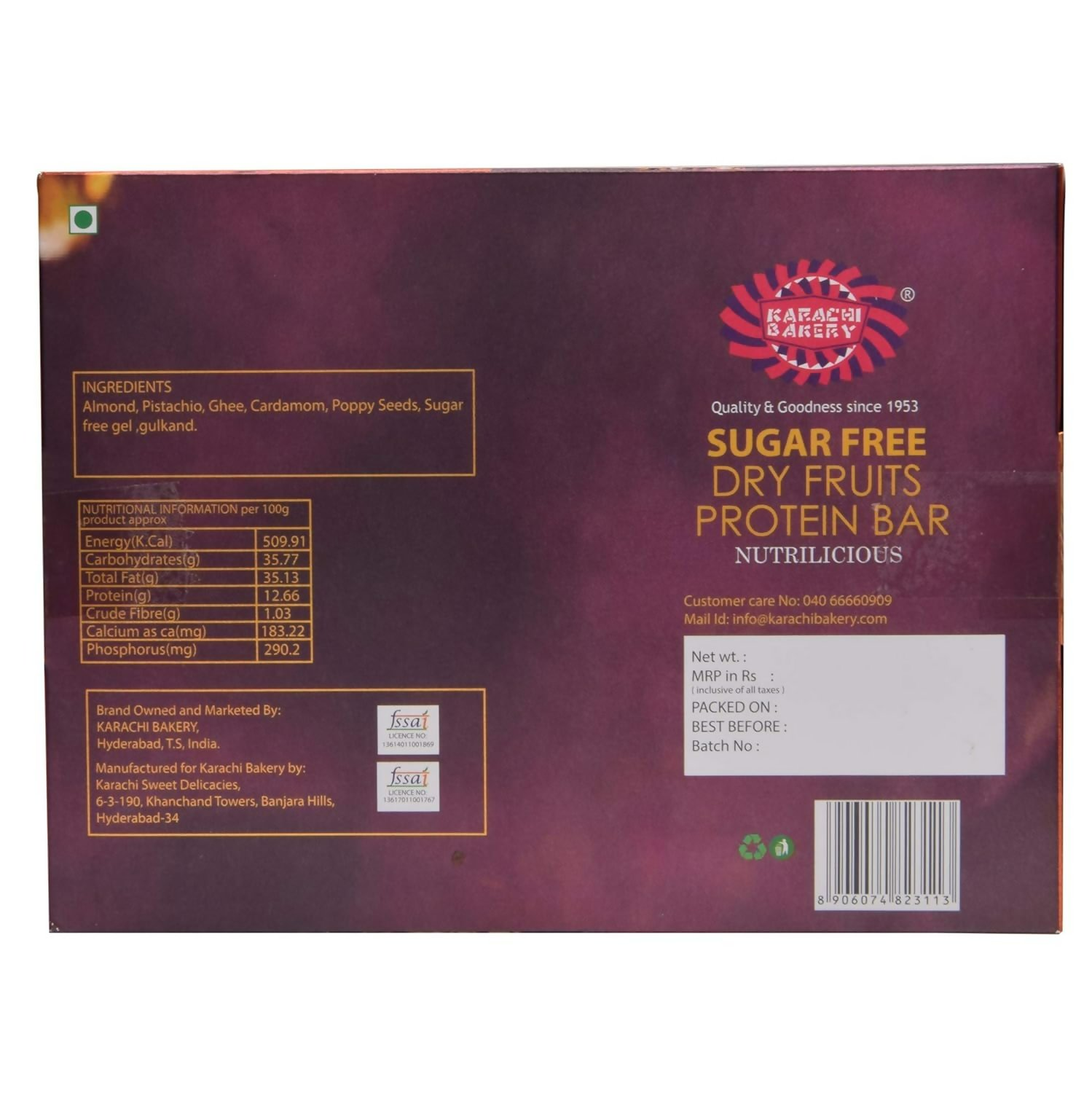 Karachi Bakery Sugar Free Dry Fruit Protein Nutrilicious 