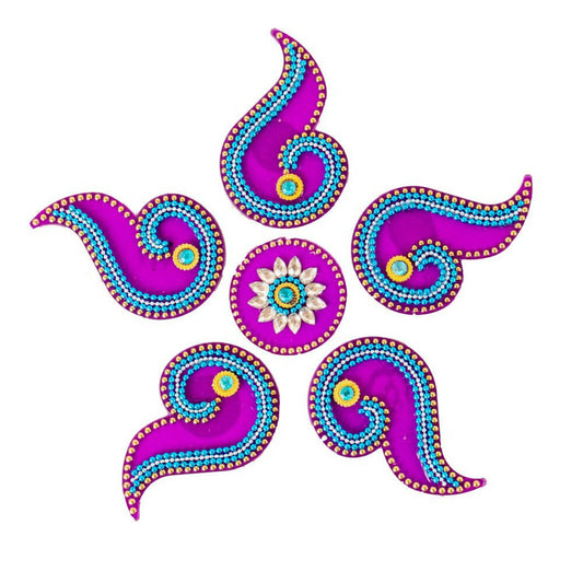 Kundan HandiKrafts Curved Designer Rangoli Purple (Baby) - Grab2buy