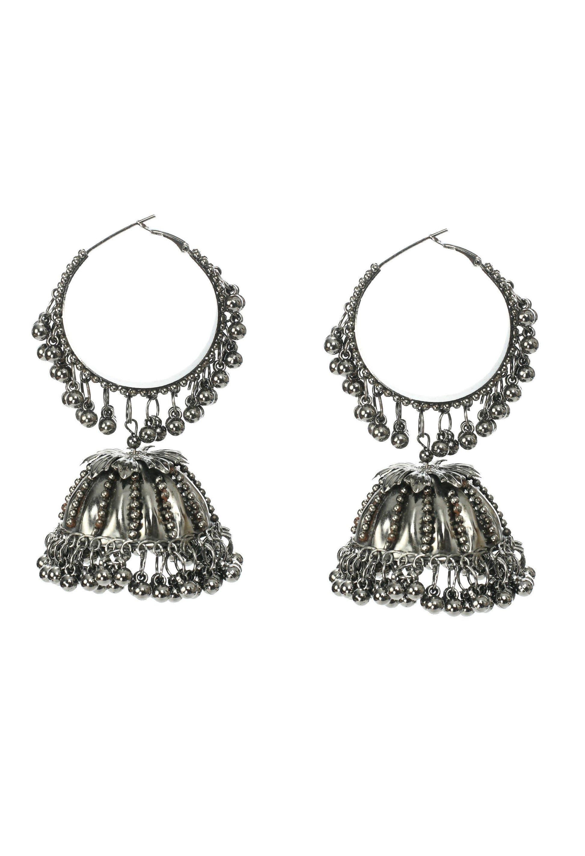Mominos Fashion Johar Kamal Oxidised Black-Plated With Ghungroo Jhumkas - Grab2buy