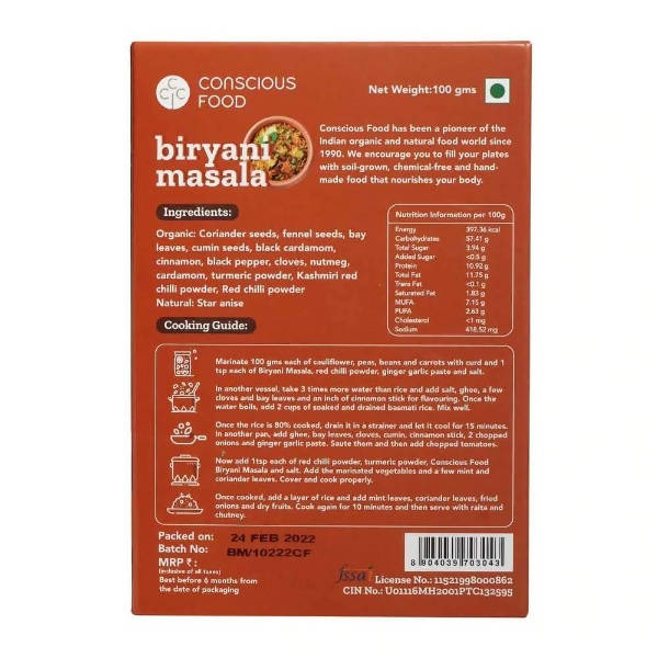 Conscious Food Biryani Masala Powder 