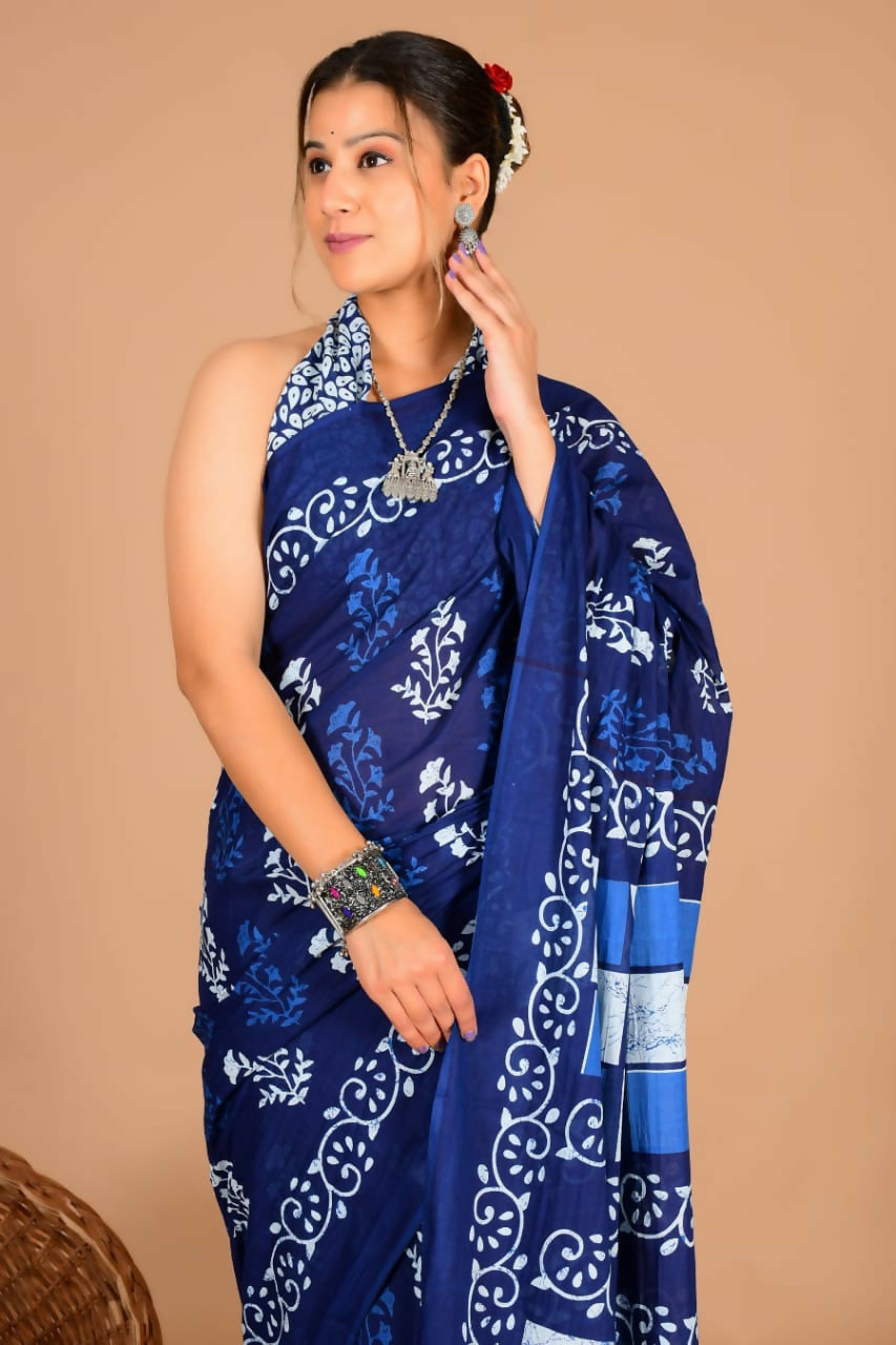 Exclusive Collection Blue Beautiful Mulmul Cotton Grab2Buy 