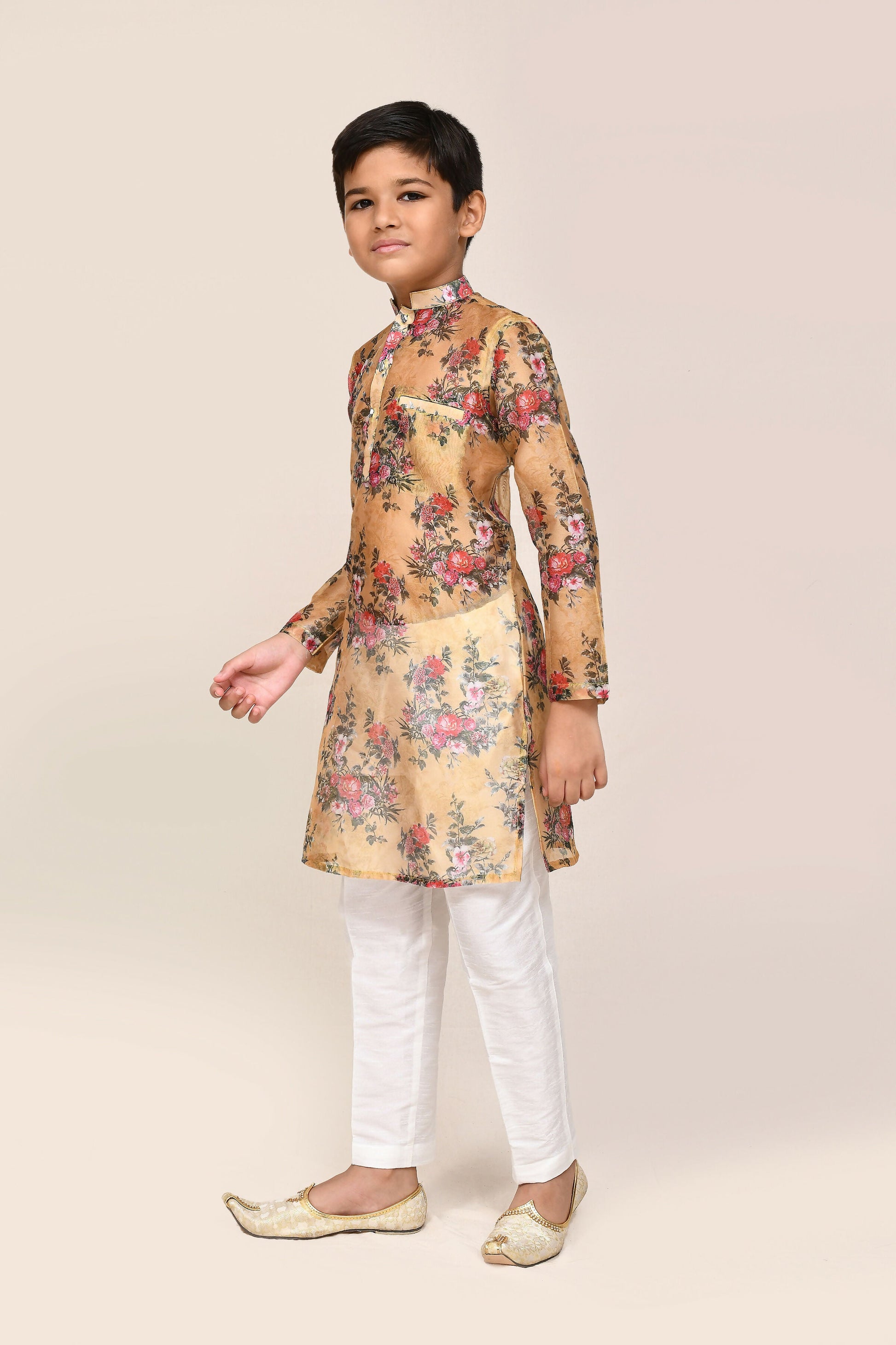 Joban Fashion Georgette Yellow Kurta With Straight Fit Pant