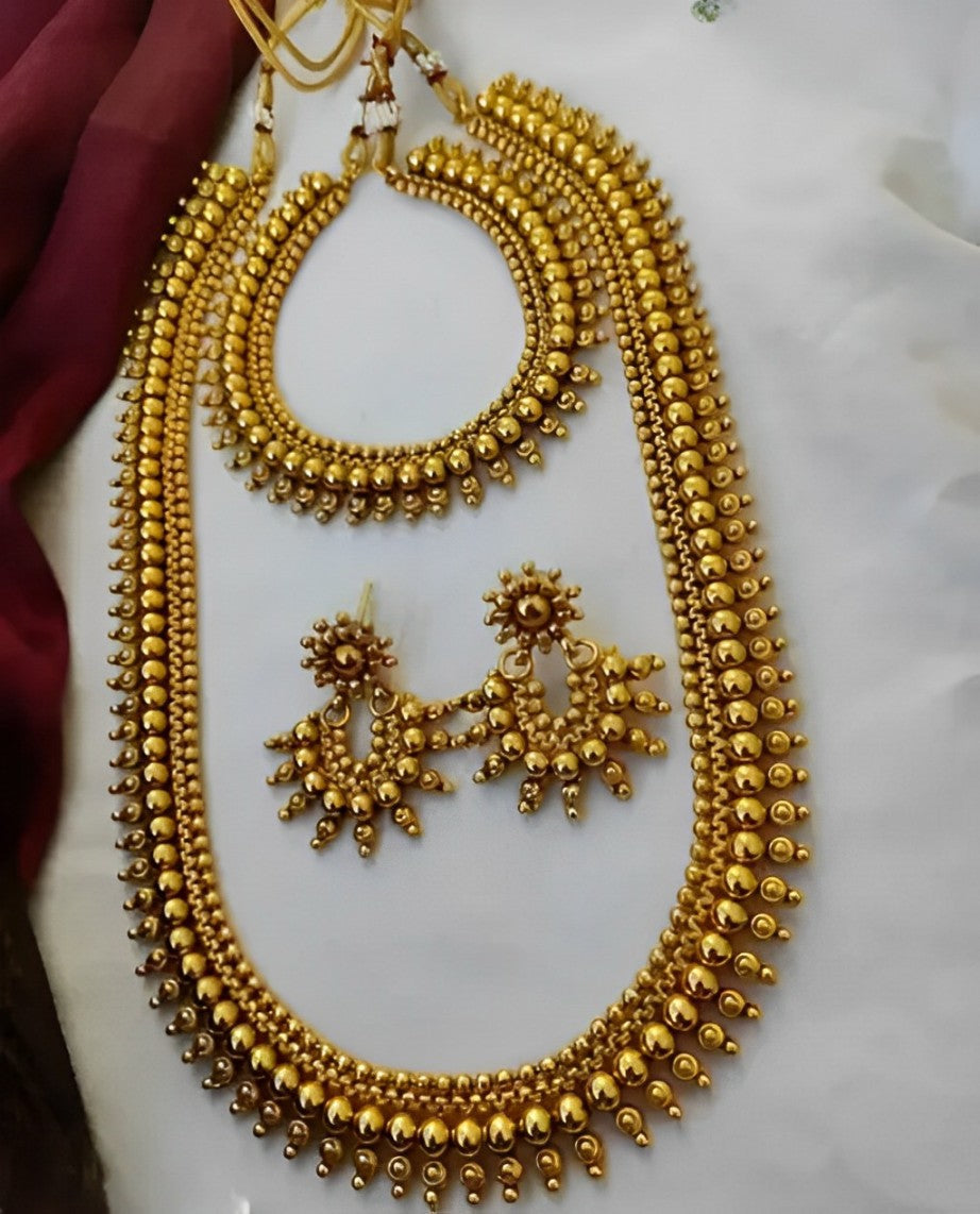 Jewel City Traditional Gold-Plated Kolhapuri Saaj Necklace Set with Matching Earrings | Grab2Buy