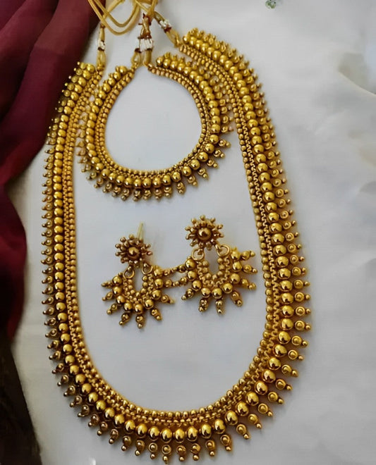 Jewel City Traditional Gold-Plated Kolhapuri Saaj Necklace Set with Matching Earrings | Grab2Buy