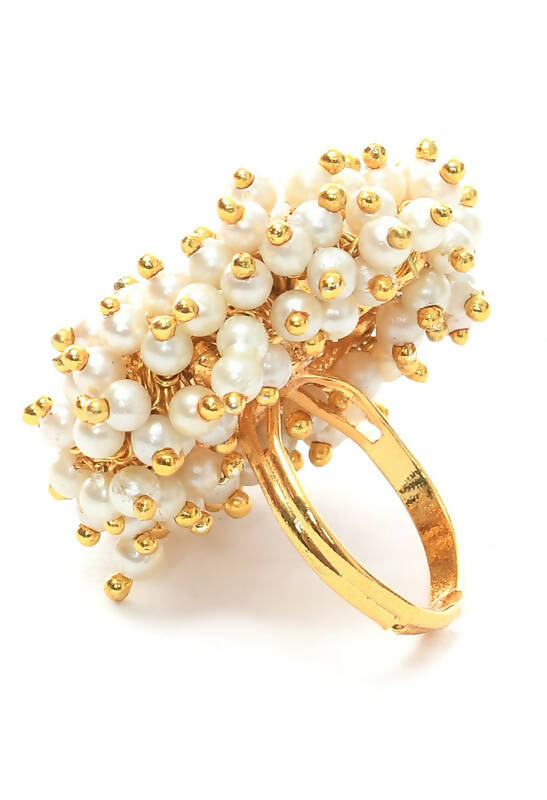 Mominos Fashion Joharkamal Gold-Polished Beads Work Bangles with Rings 