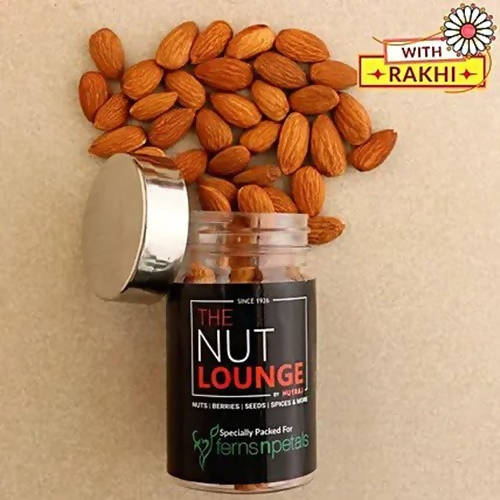Premium Beads Flower Rakhi & Almonds Jar