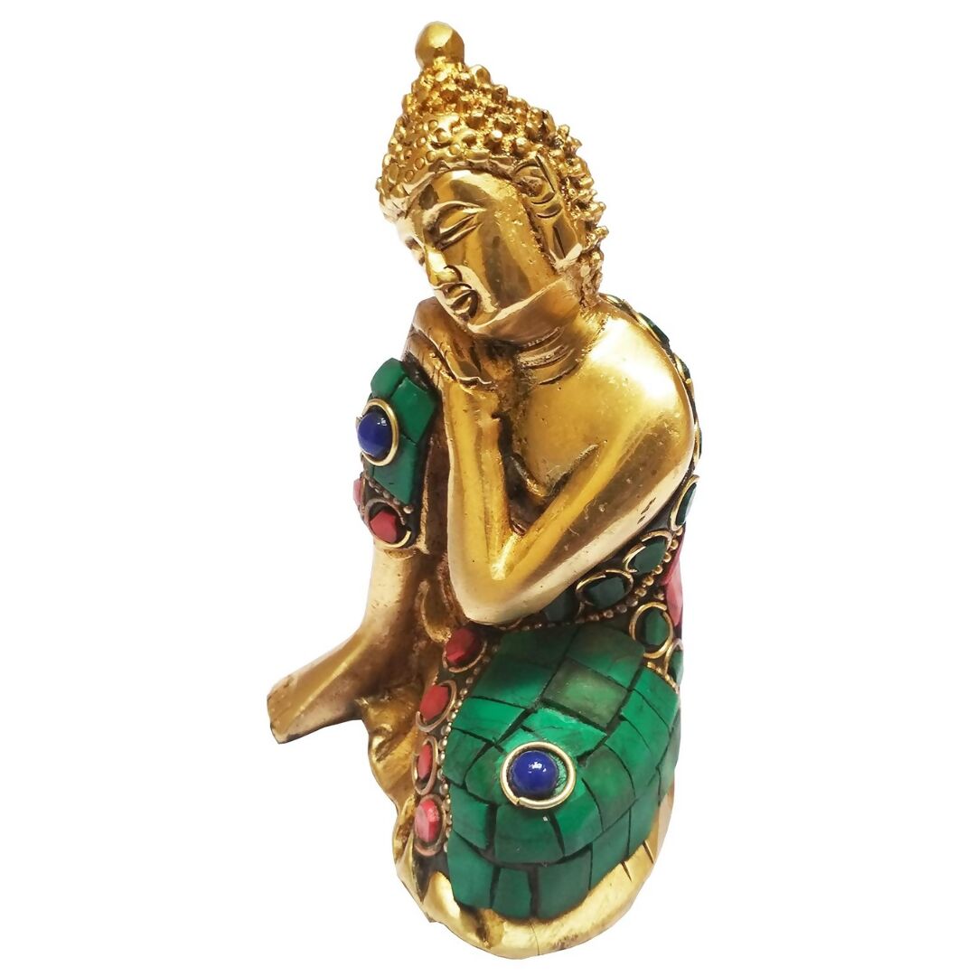 Purpledip Brass Resting Buddha Idol - Grab2buy