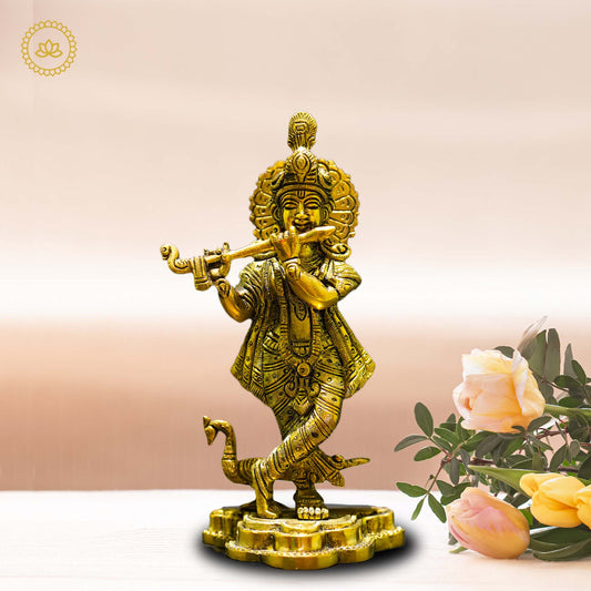 Divine Grace: Krishna Standing Brass Idol - Bringing the Spiritual Presence of Krishna - Grab2buy
