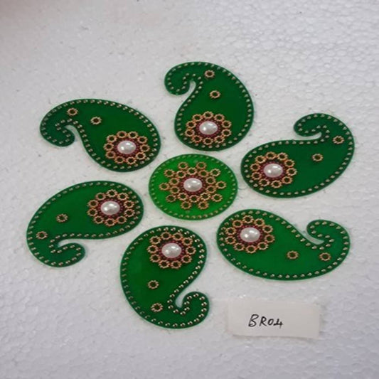 Kundan HandiKrafts Handcrafted Dark Green Colour Kundan Rangoli - Grab2buy