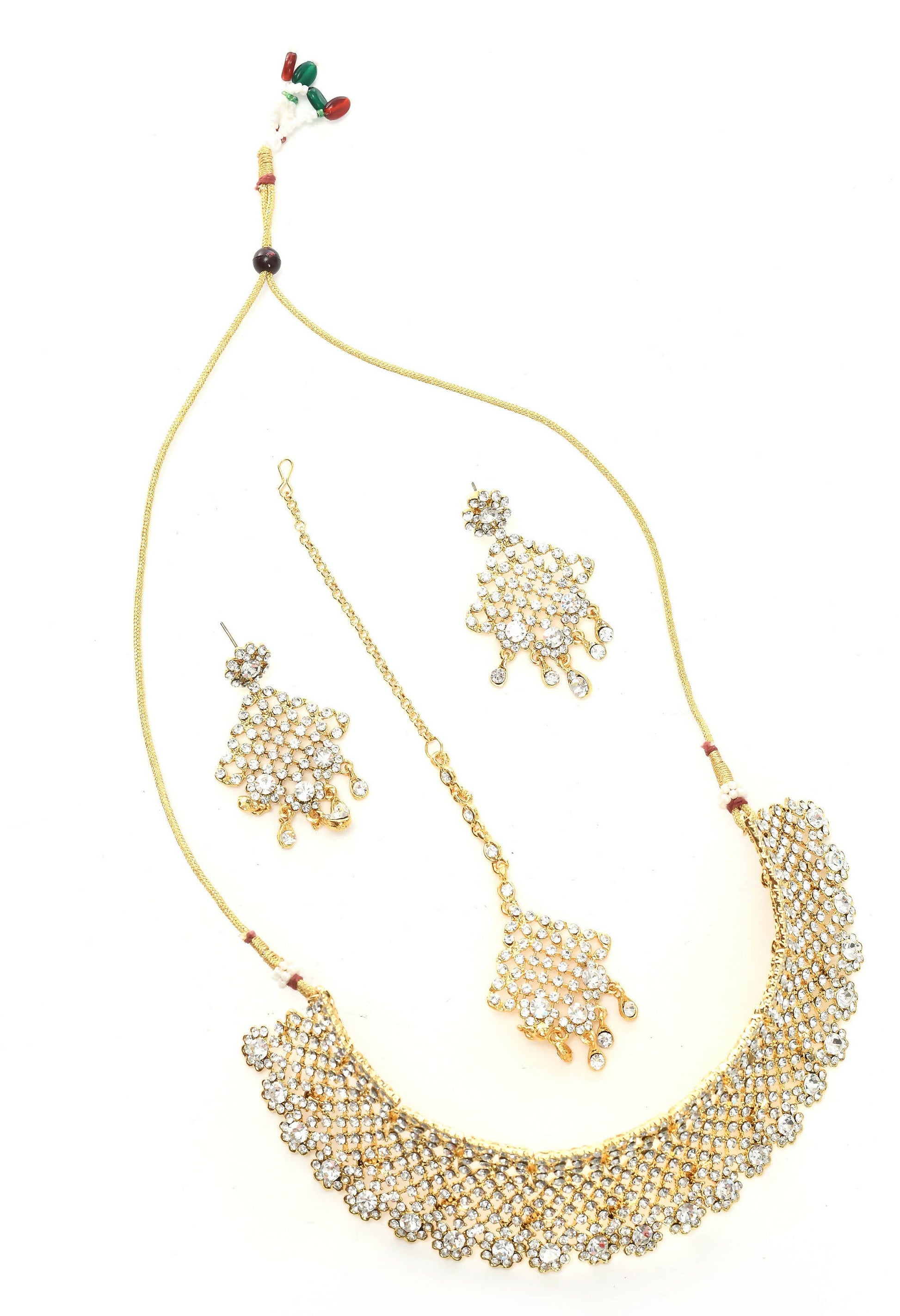 Mominos Fashion Johar Kamal Traditional Rajwadi Design Heavy Golden Colour Necklace Set - Grab2buy