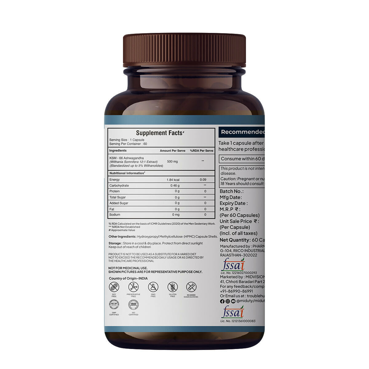 Miduty KSM 66 Ashwagandha 3x capsules 