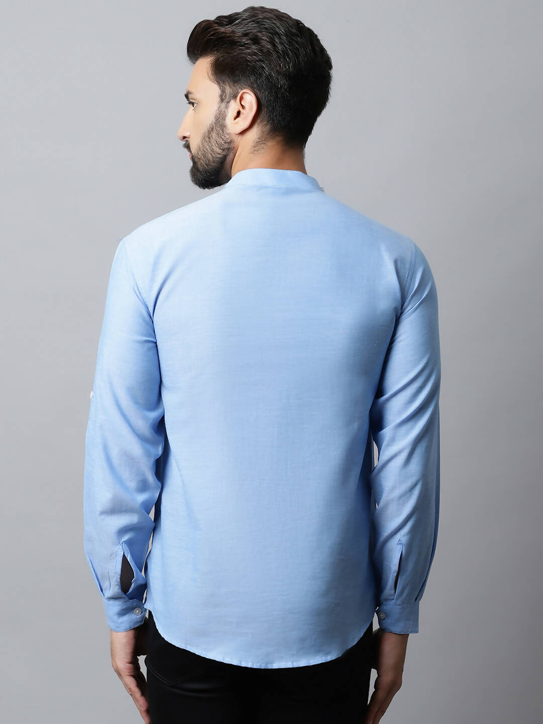 Even Apparels sky Blue Color Pure Cotton Men's Kurta With Side Placket (MMS503) 