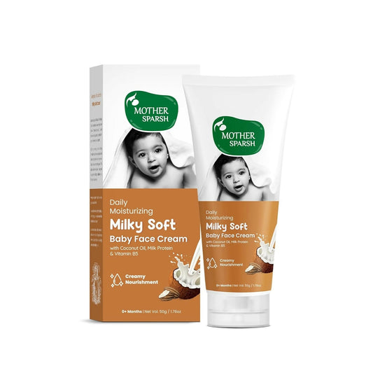 Mother Sparsh Milky Soft Baby Face Cream With Coconut Oil, Milk Protein & Vitamin B5, Non Sticky Baby Cream Prevents Dryness 