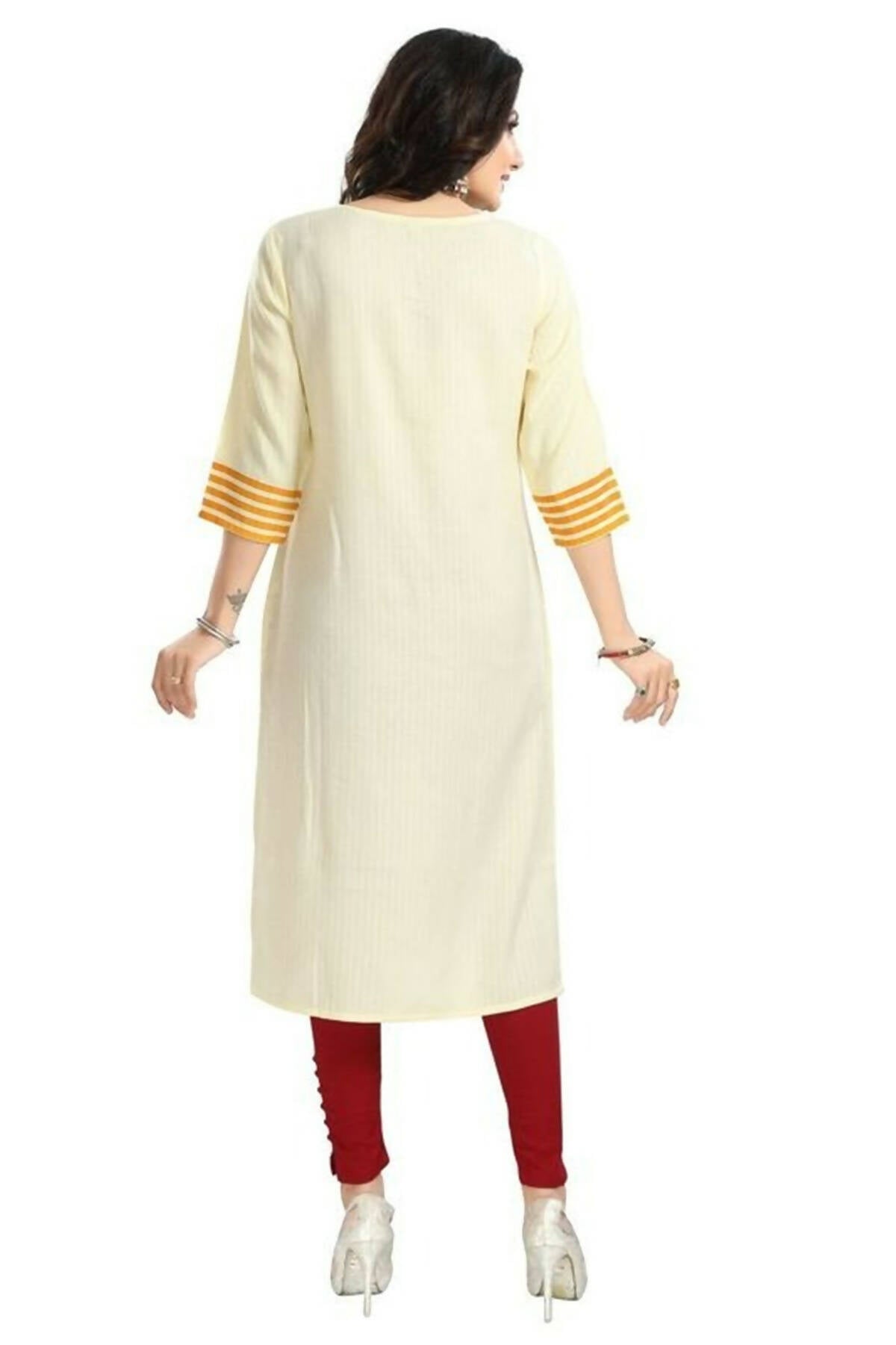 Snehal Creations Yellow Rayon Textured Print Long Kurta For Women