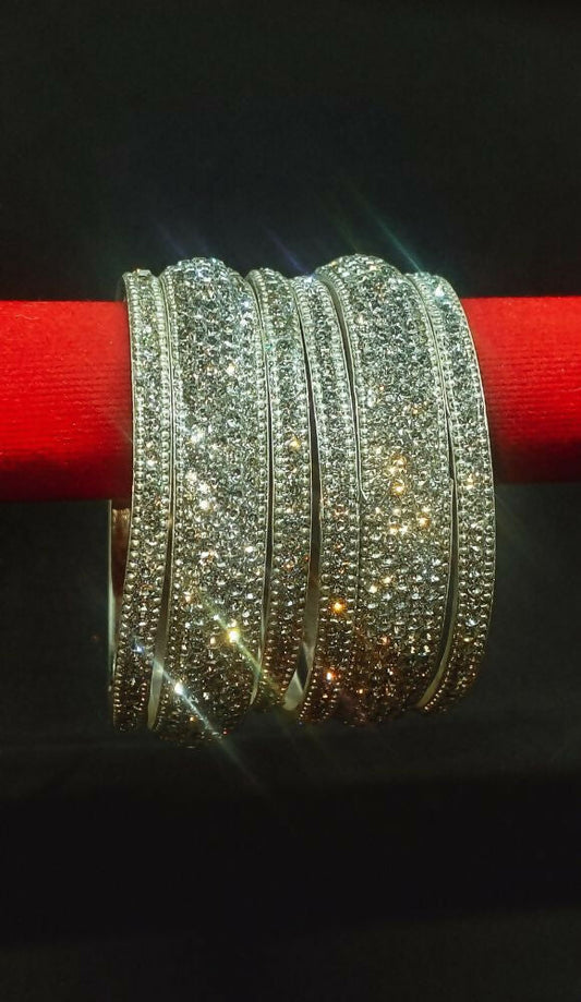 Joban Fashion Silver Crystal Diamond Bangles Set 