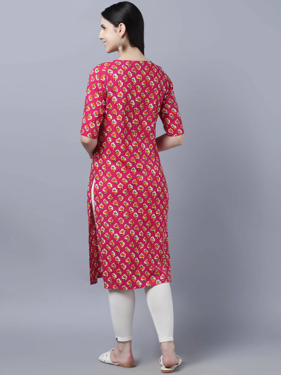 Myshka Women Pink Printed Straight Kurta