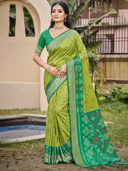 Anaita L Green Silk Saree With Blouse Piece