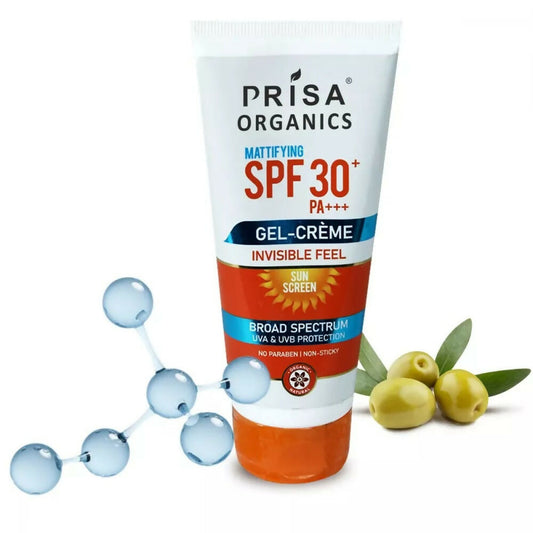 Prisa Organics Mattifying Sun Screen SPF 30 PA+++ Invisible Feel Gel Cream