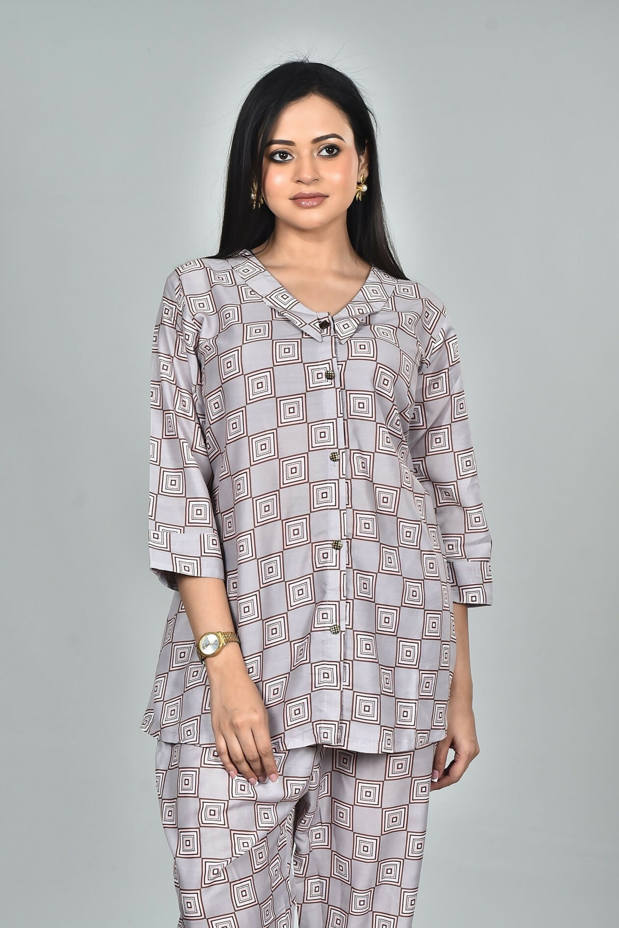 Morchari Digital Print Semi Muslin Co-Ord Set Top & Trouser-Multicolor 
