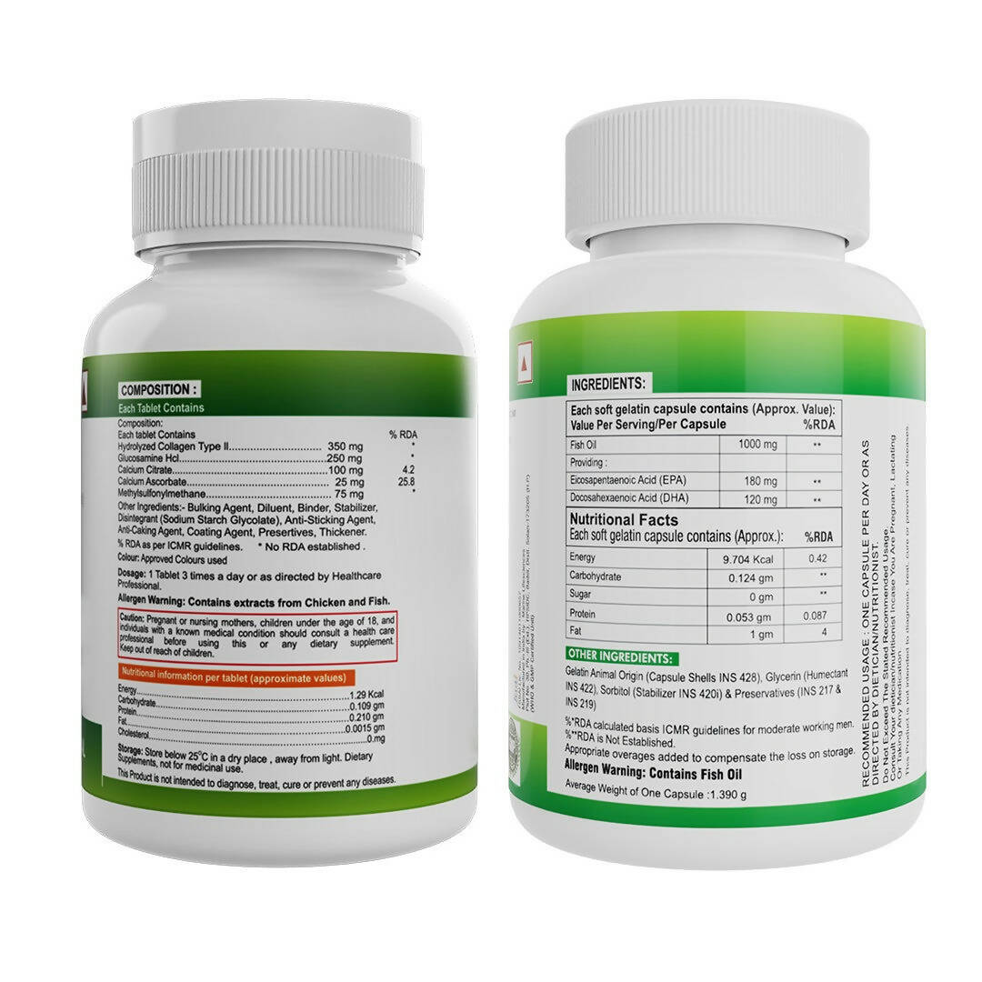 Nveda Omega 3 Fish Oil Capsules and Joint Support Tablets Combo - Grab2buy